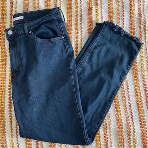 Levi’s high rise straight jeans.